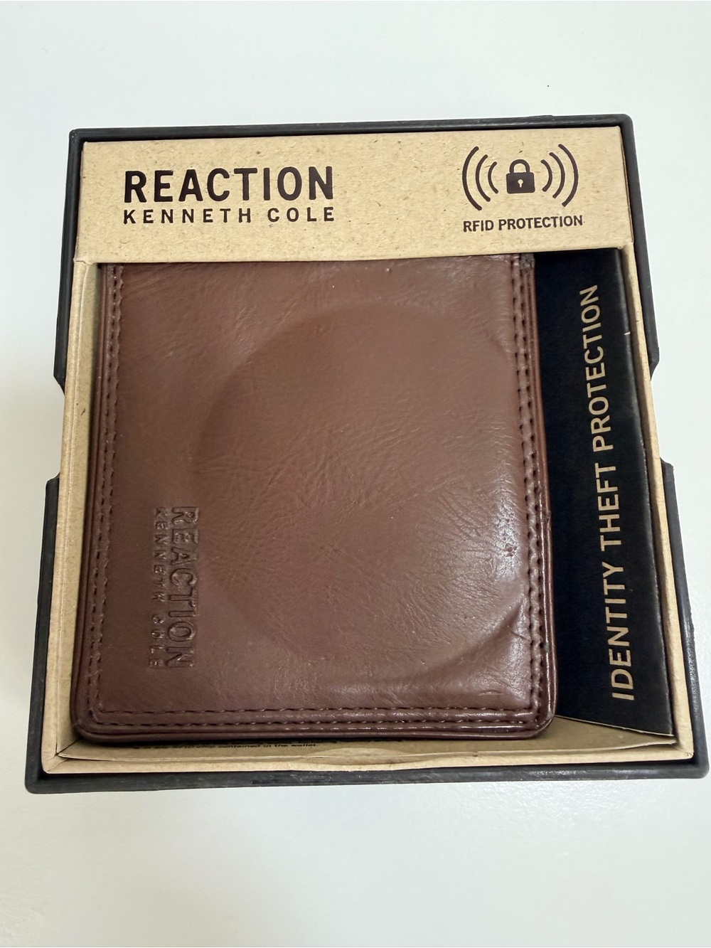Reaction Kenneth Cole Brown RFID Leather Bifold Wallet